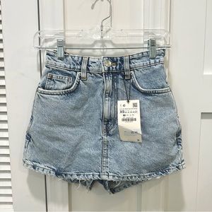 NEW Zara TRF acid wash denim skort